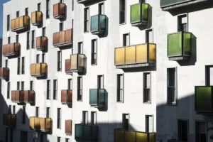 Coloured windows in Baracaldo.