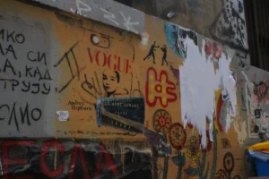 white red and yellow graffiti