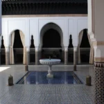 Courtyard with pool in La Mamounia Hotel (former historic palace)