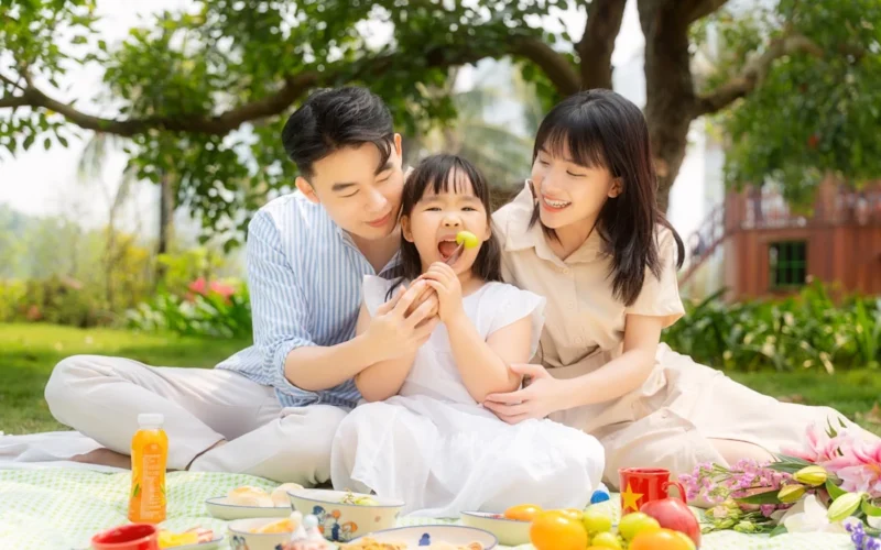 Bộ đồ ăn Hương Tình Thân - a complete ceramic tableware set with hand - painted family illustrations designed for every shared meals