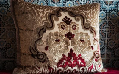 brown and white floral throw pillow