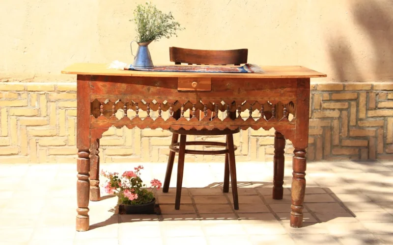 brown wooden desk