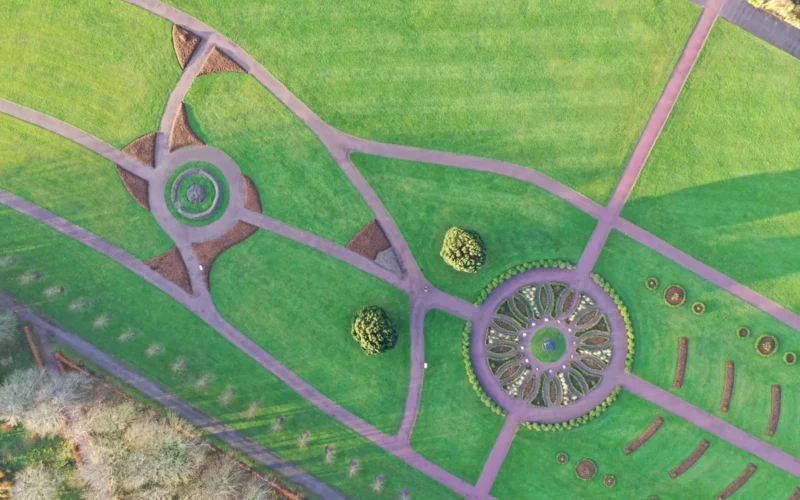 green and white floral textile