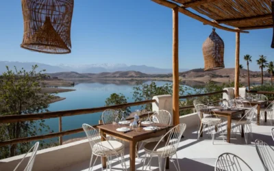 Restaurant patio offers a beautiful lake view.