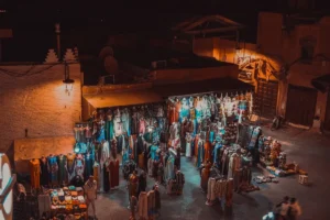 a group of people standing in front of a building