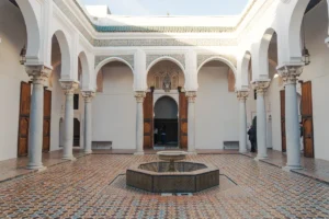 Courtyard with fountain and arched colonnade