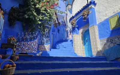 charming blue stairs in Chefchaouen, Morocco