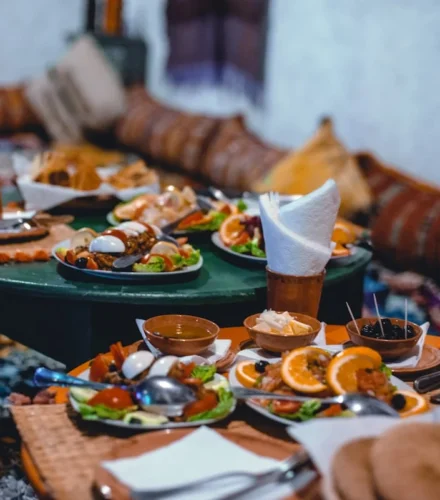 a table with food on it