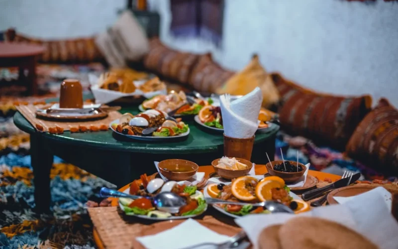 a table with food on it